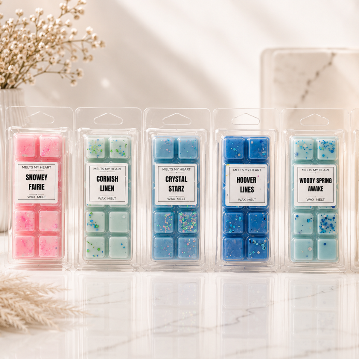Luxury Soy Wax Melts UK – Strong Long Lasting Scents - 
Meltsmyheartuk
snow fairy wax melt
woody spring awake wax melt
coral dream wax melt
aftershave wax melt
hoover lines wax melt